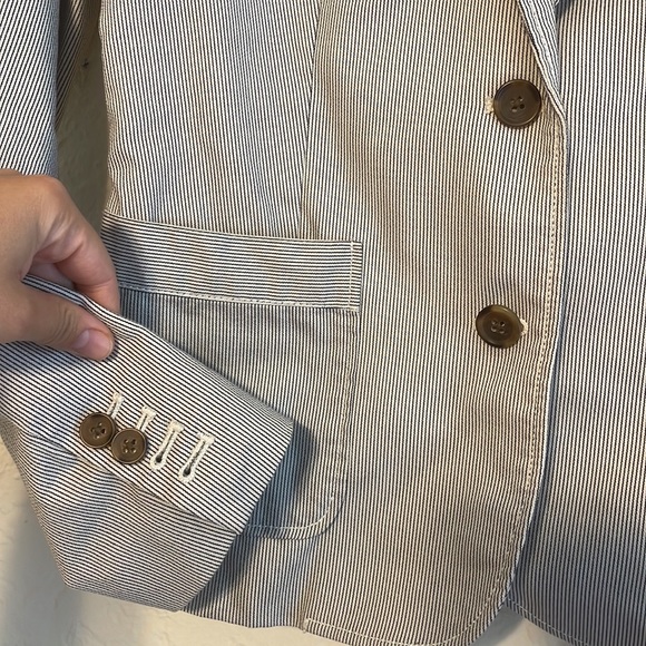 J Crew Pinstripe Blazer size 0 - Picture 2 of 4